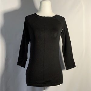Ann Taylor Black Silk Long-sleeve Sweater